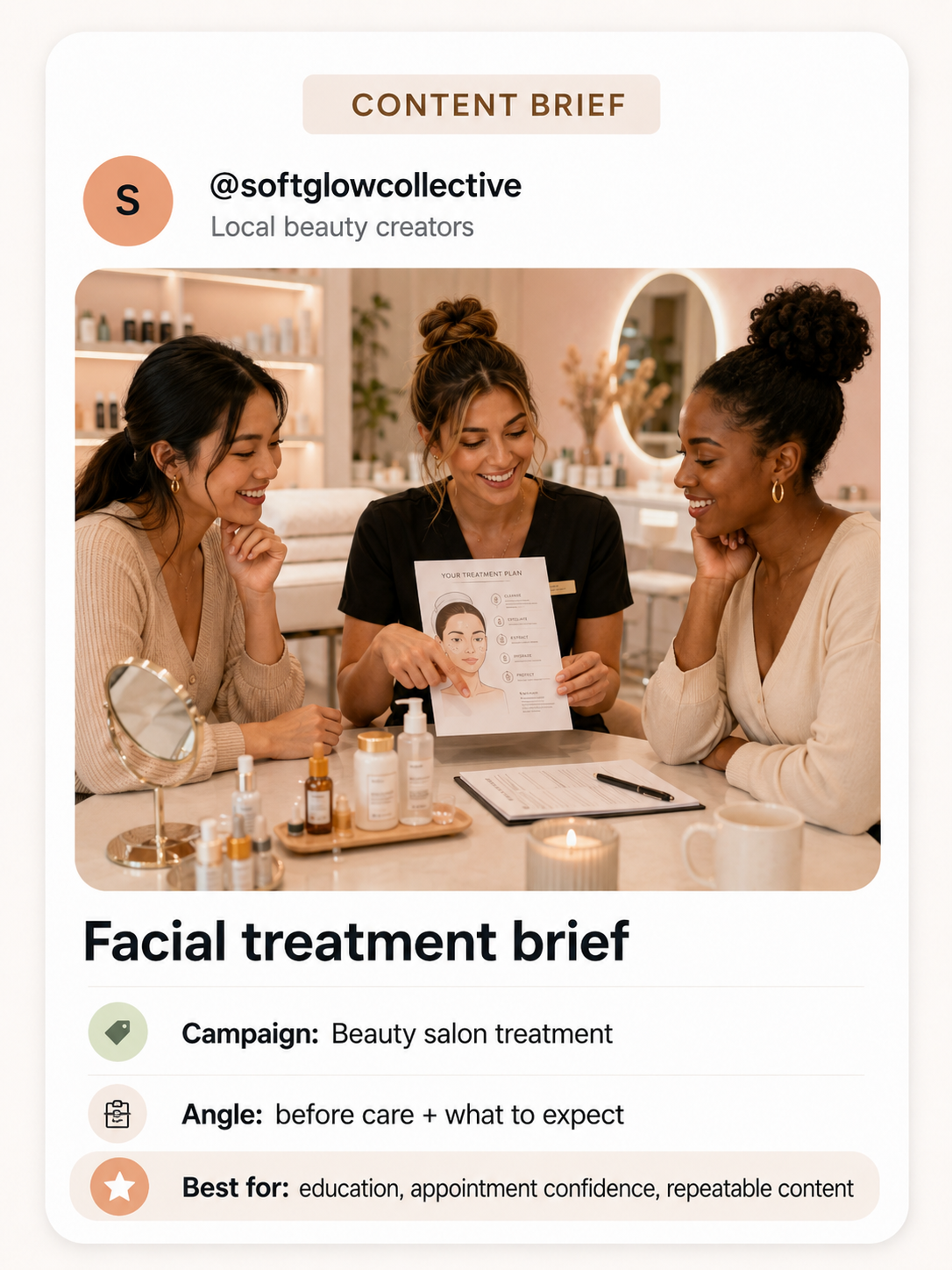 Illustrative salon experience content moment for London creator campaigns