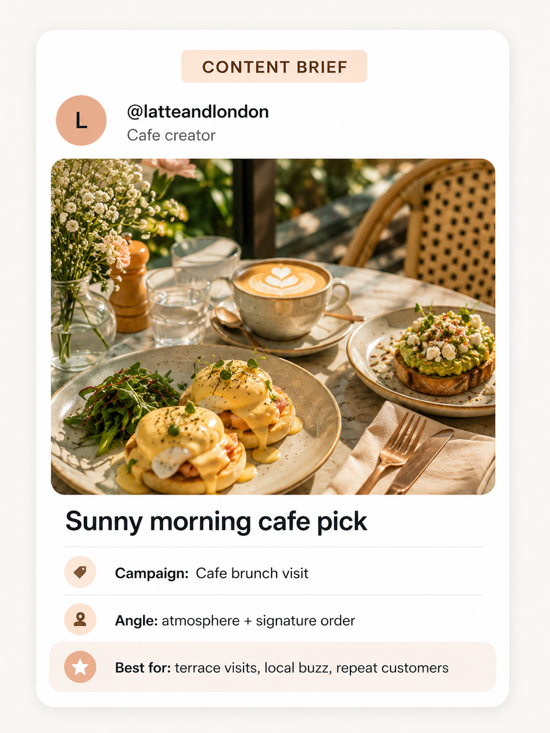 Illustrative weekend brunch highlight content moment for London creator campaigns