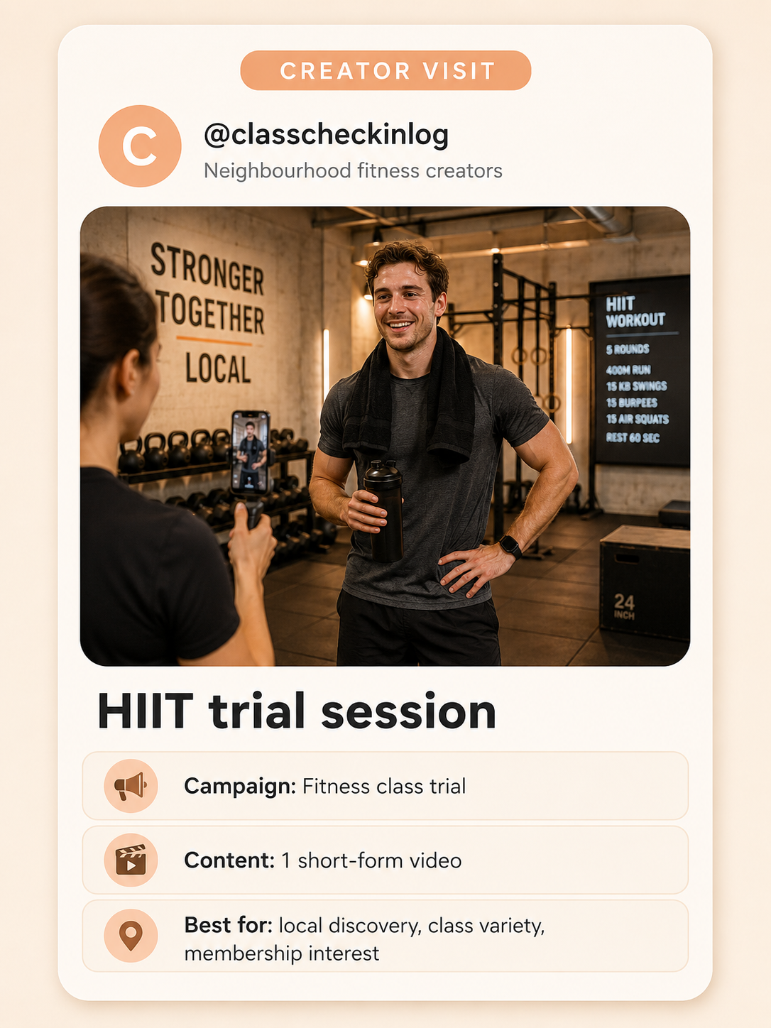Illustrative class experience content moment for London creator campaigns