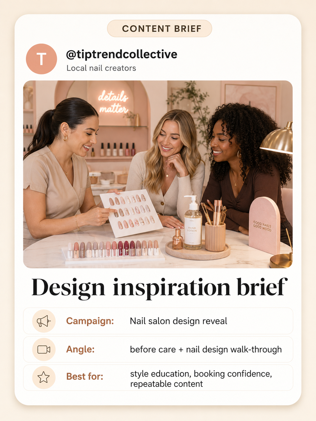Illustrative salon experience content moment for London creator campaigns