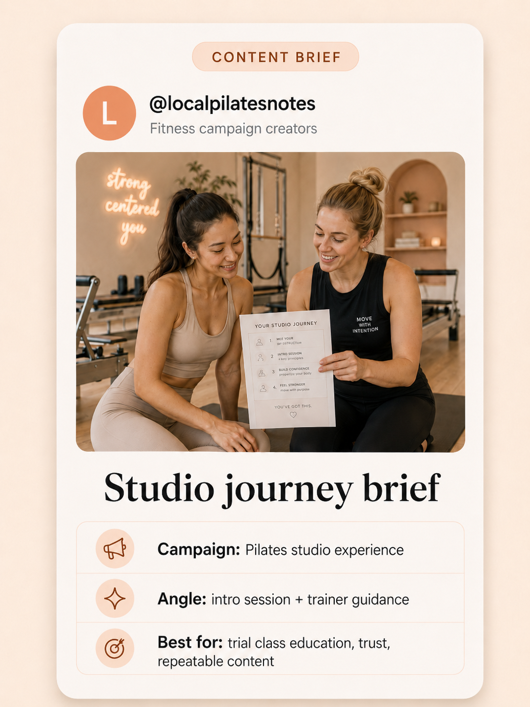 Illustrative class experience content moment for London creator campaigns