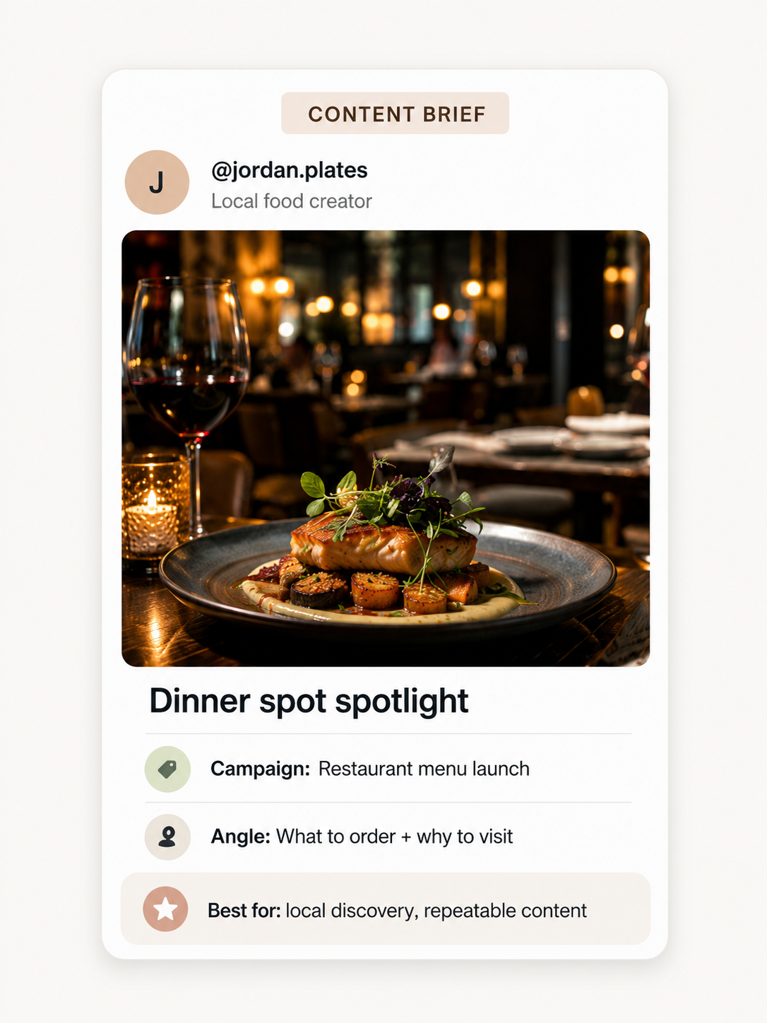 Illustrative dining experience content moment for London creator campaigns